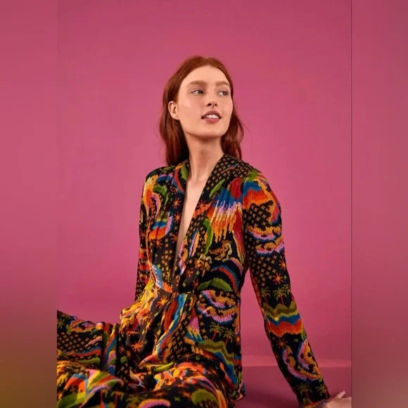 FARM RIO ๐ RARE CROSS STITCH LOOK Maxi Dress - Picture 1 of 14